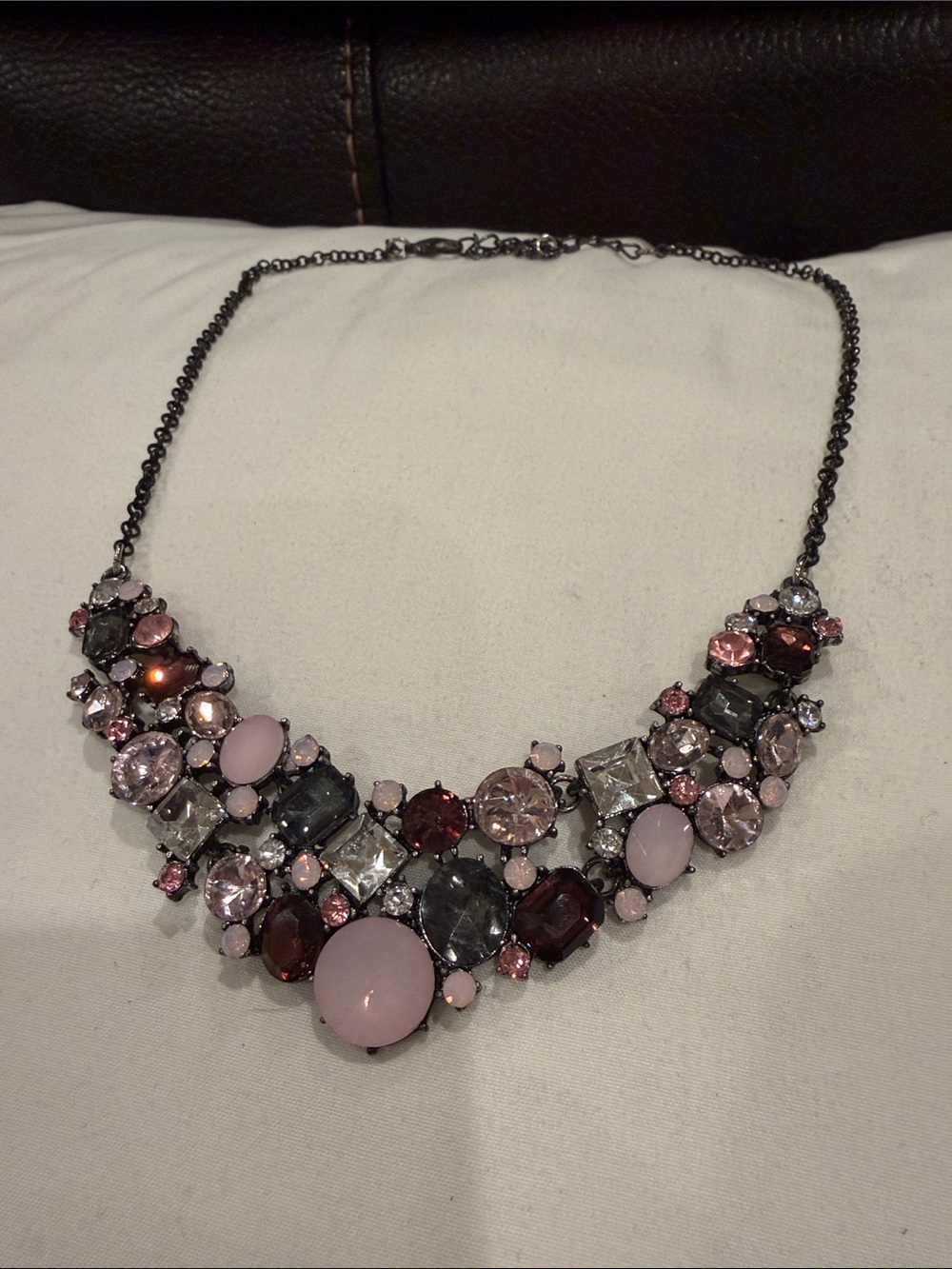 Premier Designs Pink and Gray Multi-Stone Collar Necklace